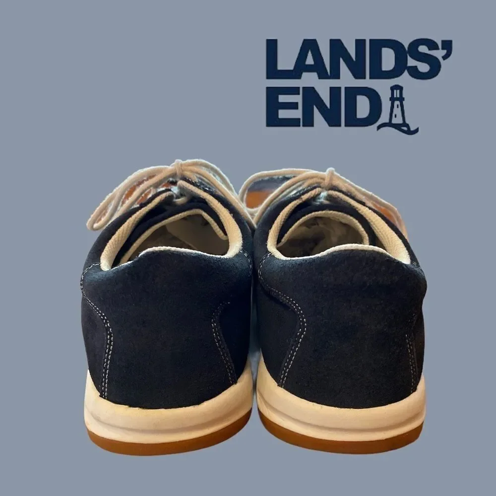 Lands' End Navy Suede Lace Up Sneakers 9